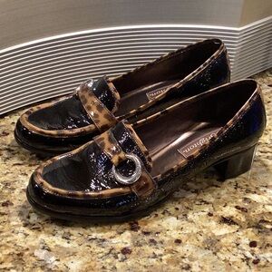 Brighton Actor patent leather leopard loafer